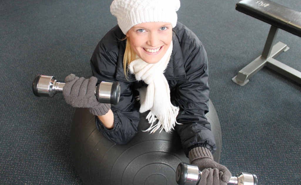 Voyage personal trainer Shelley Mayes says you don’t need to rug up like this in winter, the gym is nice and toasty. Voyage personal trainer Shelley Mayes says you don’t need to rug up like this in winter, the gym is nice and toasty.